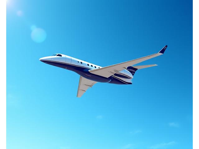 Sleek private jet ascending into a clear blue sky