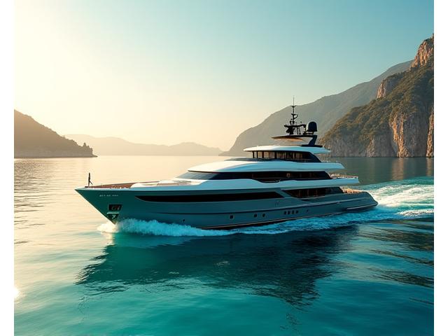 Luxury yacht gliding through turquoise Mediterranean waters