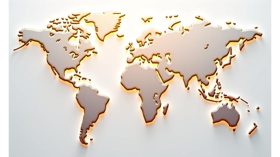 An elegant, stylized world map highlighting premier yachting destinations like the Mediterranean, Caribbean, and exotic Pacific islands with subtle glow effects.