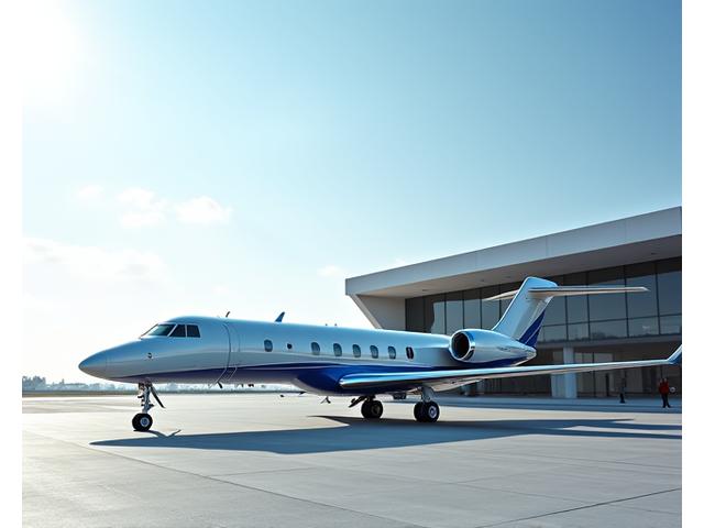 Luxurious heavy private jet at a private terminal