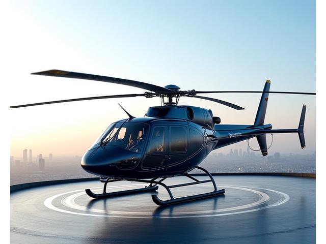 Luxury helicopter waiting on a helipad
