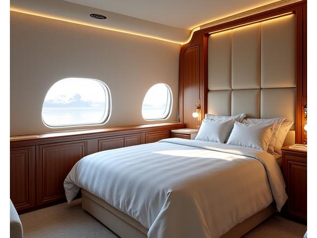 Elegant ultra-long-range private jet with luxurious interior